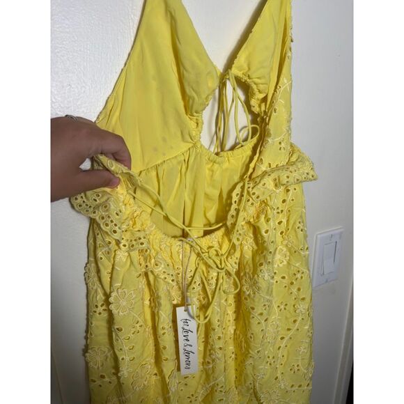 For Love and Lemons Natalia Mini Dress Medium Yellow NWT 60s HOCO homecoming - Picture 4 of 5